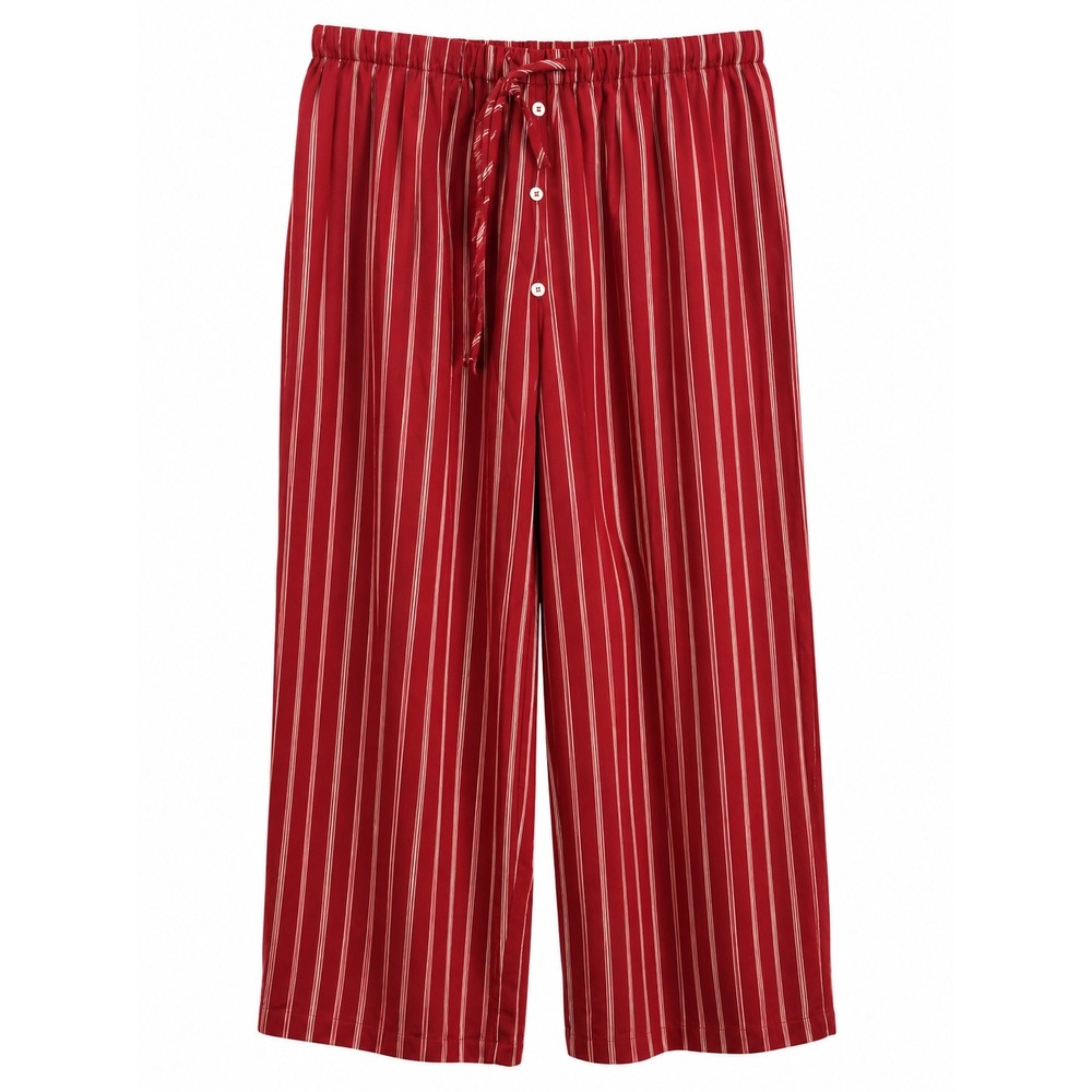 Musera Women Red Pinstripe Wide Leg Drawstring Pants  Medium